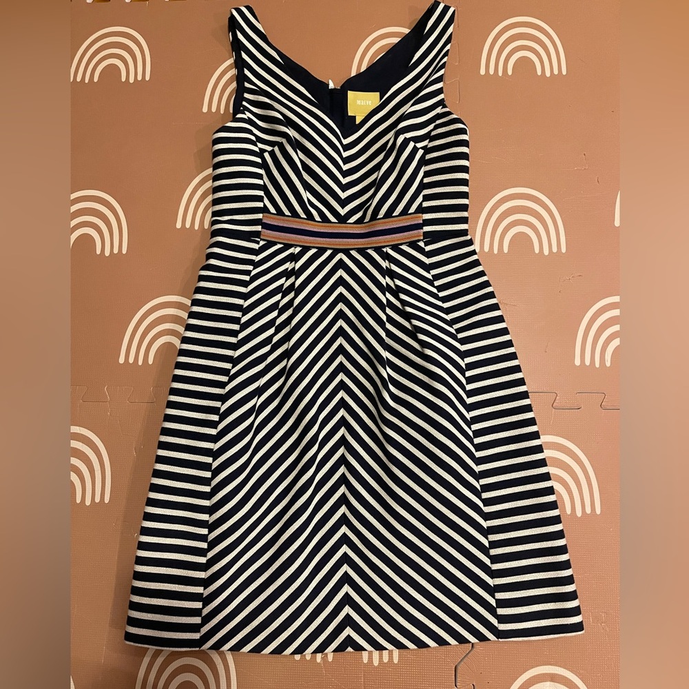 Anthropologie Maeve Navy striped dress 2P